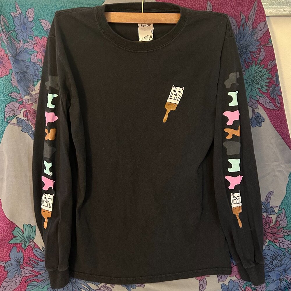 SOLD- rip n dip black cat graphic long sleeves small - Picture 3 of 3